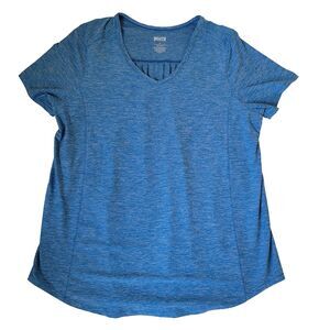 Duluth Trading Co Womens XL Blue Heather V-Neck Short Sleeve Stretch T-Shirt